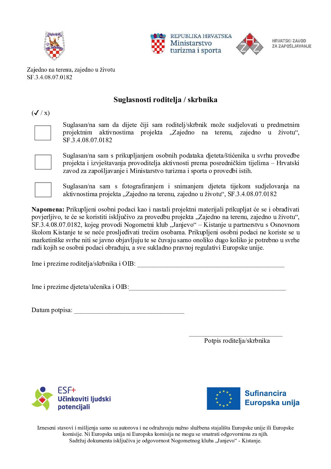 Suglasnost roditelja (skrbnika)